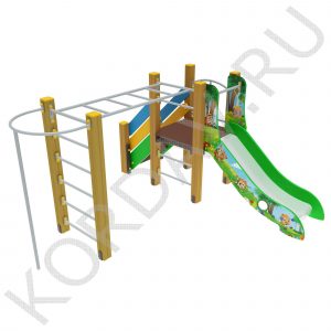 Детский игровой комплекс с горкой рукоходом и турником ПДИ 1.02 (7)