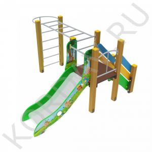 Детский игровой комплекс с горкой рукоходом и турником ПДИ 1.02 (0)